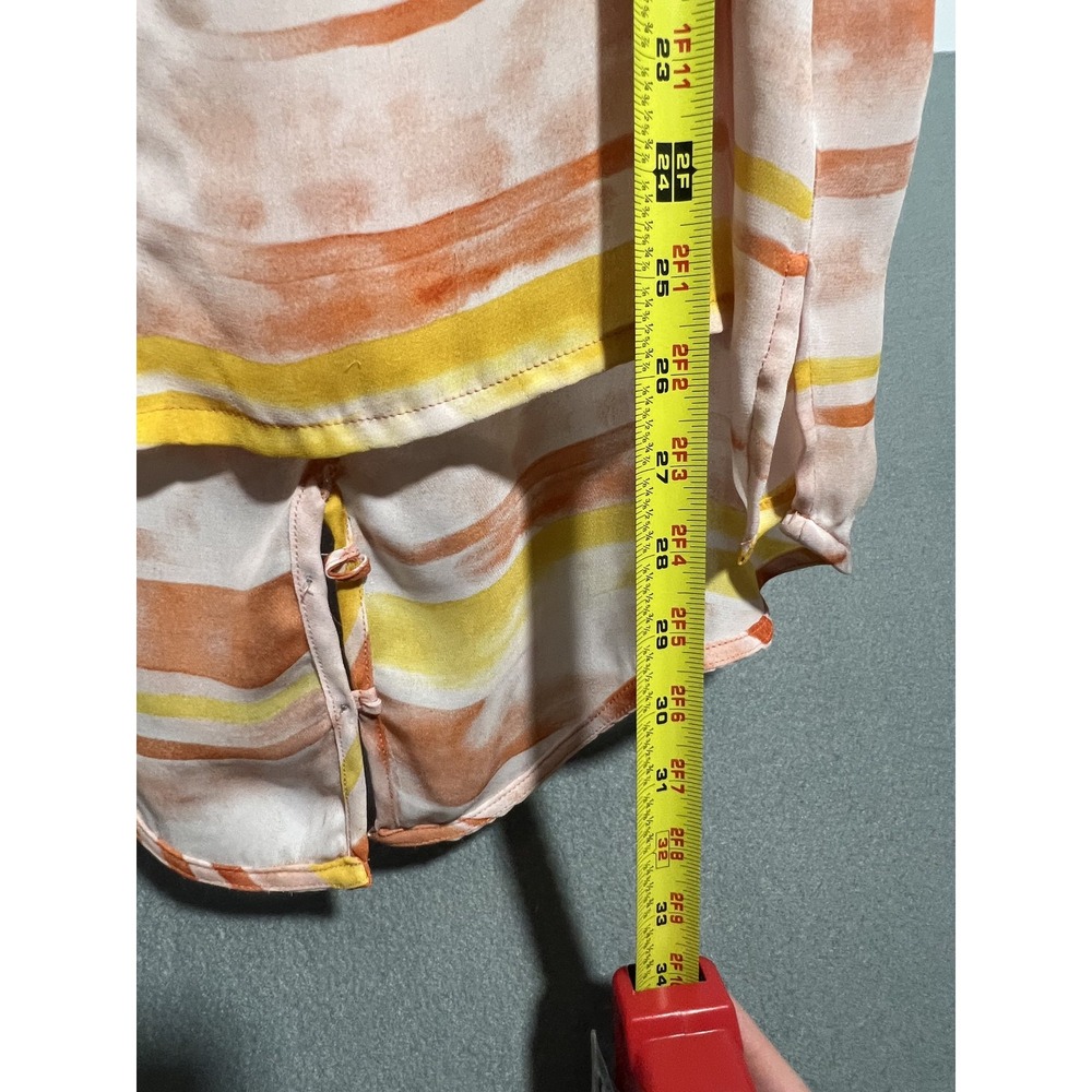 Simply Vera Vera Wang Women's L Orange Yellow Striped Sleeveless V-Neck Top - Picture 6 of 7